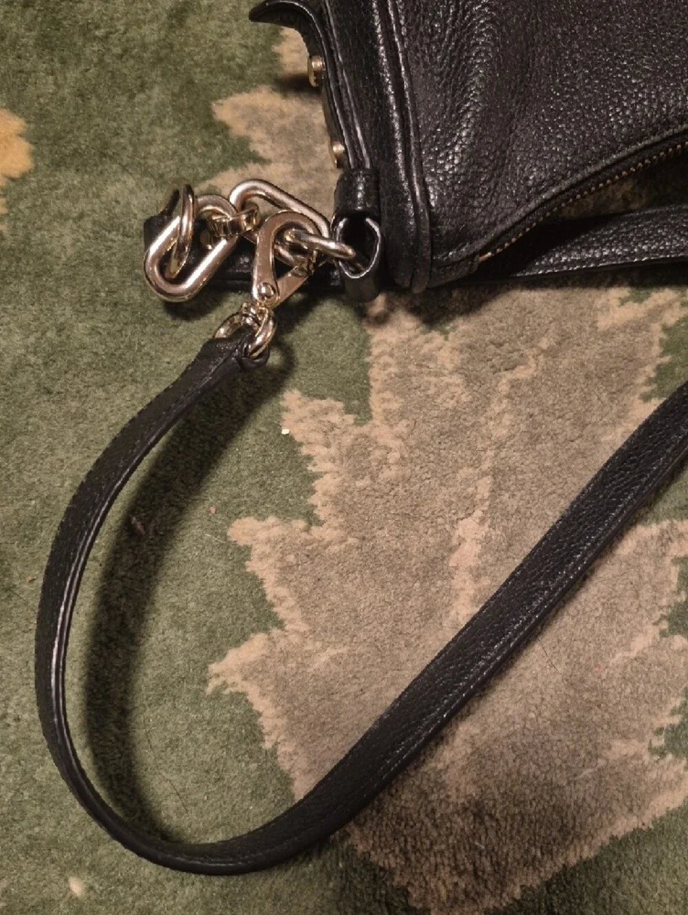 kate spade black pebble leather crossbody with gold logo
